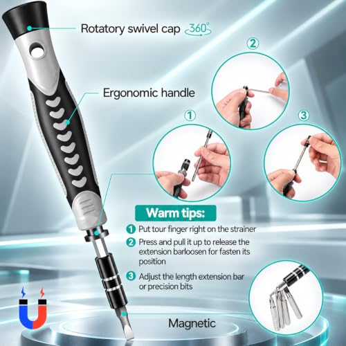 LIFEGOO Precision Screwdriver Set, 130-in-1 Electronics Repair Tool Kit with 120 Bits, Magnetic Screwdriver Kit with Flexible Shaft and Built-In Parts Box for iPhone, Laptop, PC, Xbox, Switch, Watch - color: Black, size: 130 in 1
