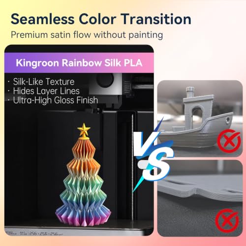 kingroon Rainbow PLA Filament 1.75mm, 1kg Spool (2.2lbs), Fast Color Change Pastel Silk PLA 3D Printer Filament, Dreamy Multicolor Filament +/- 0.02mm, Fit Most 3D Printers(Rainbow) - color: 1kg Rainbow