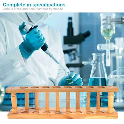 Wooden Test Tube Rack 6/8/10 Hole - Laboratory Tube Holder for Experiments, Durable Wood Stand with Alkali Resistance(8 Hole) - size: 8 Hole