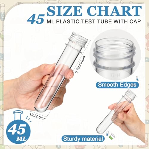 20 Sets Medical Laboratory Science Student Gifts 2026 Lab Week 45ml Plastic Test Tube with Cap Happy Tag Back to School Gifts for Science Laboratory Phlebotomist Microbiology Labs Tech