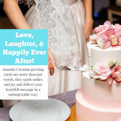 Amanda Creation Funny Wedding Card for Bride and Groom, 4x6 Blank Inside with Silver Envelope, Macaron Newlywed Congratulations Greeting - style: Macaron Cookie