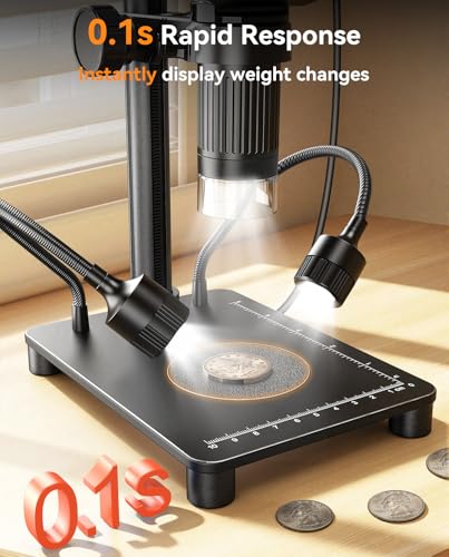 Elikliv Coin Microscope with Weighing Scale, Digital Magnifier 8+2 Lights