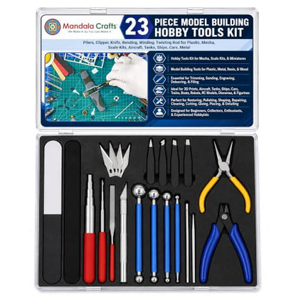 Mandala Crafts 23 PC Model Building Hobby Tools Kit for Plastic Miniatures - style: 3D Metal Model Tool 25 PCs
