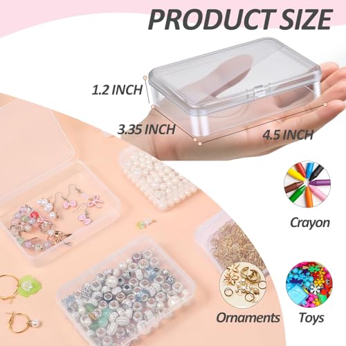 Clear Plastic Crayon Boxes with Lids, Stackable Mini Storage Containers with Dry Erase Labels for Art Crafts, Crayon Organizer for Classroom and Office Supplies (16)