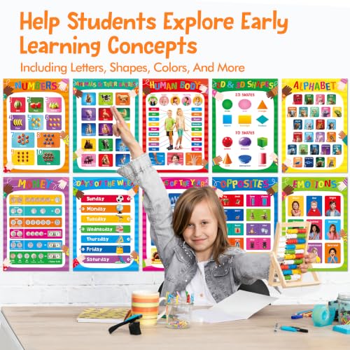 Educational Posters for Kids, 17 PCS All-in-One Set Learning Posters - color: 17 Educational Posters-D