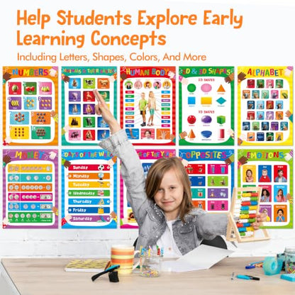 Educational Posters for Kids, 17 PCS All-in-One Set Learning Posters - color: 17 Educational Posters-D