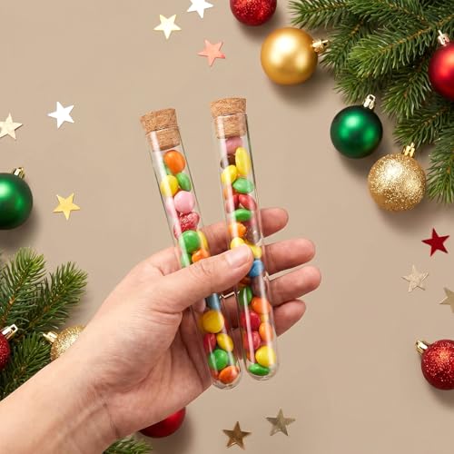 15 Pcs Clear Plastic Test Tubes with Cork Stoppers, 16 x 150mm 15ml