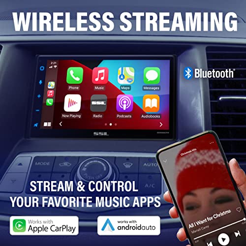 Sound Storm Laboratories DD999ACPW Wireless Apple CarPlay Android Auto Car Multimedia Player - Double-Din, 6.75 Inch Capacitive Touchscreen, Bluetooth, USB, No CD DVD Player, Multi-Color Illumination - style: 6.75 inch Wireless