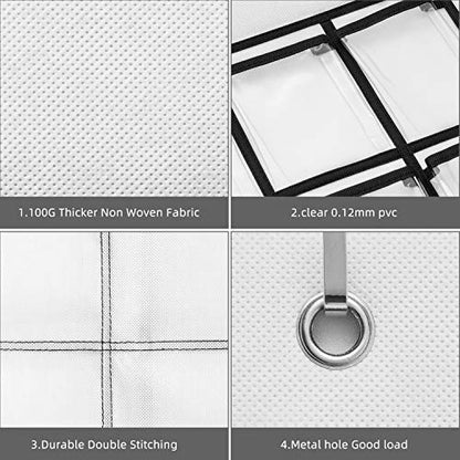SAVERHO 36 Clear Pockets Classroom Pocket Chart for Cell Phones, Pocket Chart for Calculator Phone Holder with 36 Number Stickers and Hooks (White) - color: White-1pack of 36pockets