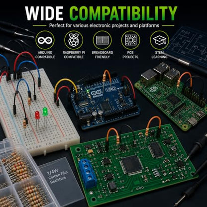 Carbon Film Resistor Kit, 50 Values 1/4W 5% Tolerance Resistors Assortment,0-10M Ohm Through Hole Resistors with Storage Box for Arduino,DIY Electronics Circuit Repair (1/4WJ-50V-1500PCS, Carbon) - style: 1/4WJ-50V-1500PCS
