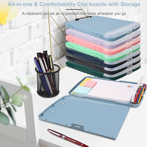 Clipboard with Storage, A4 Binder Nursing Clipboards with Pen Holder, Heavy Duty Storage Clipboards with Low Profile Clip, Clipboard Folder Side-Opening, Smooth Writing Clip Board (Haze Blue) - color: Haze Blue