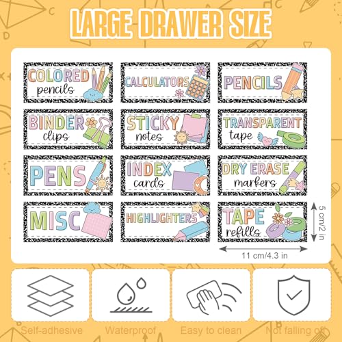 Frienda 84 Pcs 4 Sheet Classroom Toolbox Labels for Teacher,Composition - style: Composition