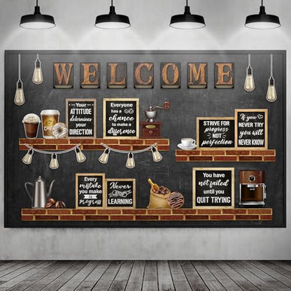 Qilery Coffee Motivational Bulletin Board Inspirational Welcome Decor - style: Welcome