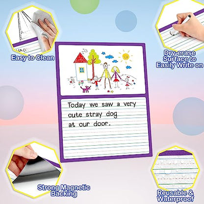 Aizweb Giant Magnetic Draw & Write Paper,Dry Erase Handwriting Lined for Classroom Whiteboard Accessories, Writing Chart Paper Teacher Must Have Homeschool Teaching Supplies,Teacher Essential - style: Draw & Write