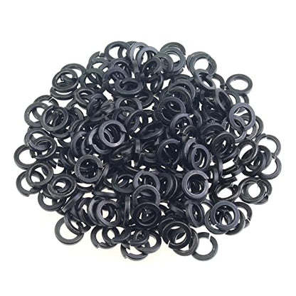 HELIFOUNER 200 Pieces 8.8 Grade Alloy Steel M4 Split Lock Washers, Spring Lock Washers for Screws Bolts, Black - color: Black, size: M4 (200 PCS)