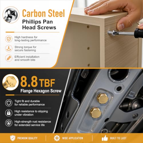 weideer 3334PCS Nuts and Bolts Kit,Grade 8.8 Hex Bolts,Phillips Head Bolt - color: Silver, size: 3334 pcs (Metric & SAE)