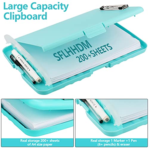 Clipboard with Storage, A4 Binder Nursing Clipboards with Pen Holder, Heavy Duty Storage Clipboards with Low Profile Clip, Clipboard Folder Side-Opening, Smooth Writing Clip Board (Blue Green) - color: Blue Green