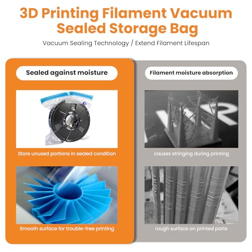 AGPTEK Electric Vacuum Bags for 3D Filament - Moisture Proof Storage Kit with Auto Pump, 20-Pack for PLA ABS PETG Spools