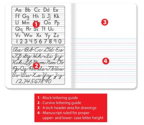 Better Office Products Primary Journal, Hardcover, Primary Composition Book Notebook - Grades K-2, 100 Sheet, One Subject, 9.75" x 7.5", Blue Cover-6 Pack - style: 6 pack