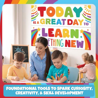 Sproutbrite 2 Educational Learning Charts & Posters for Classroom 13.5"x39" - color: Learn Something New