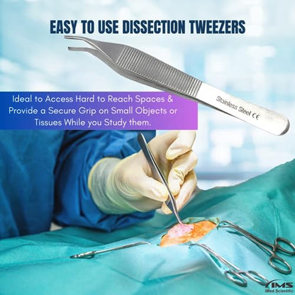 ADSON Forceps Tissue 1X2 Teeth ADSON Brown Forceps ADSON Dressing Forceps 4.75" with Wide Handle Ridged Grip, Stainless Steel (Adson 1x2 Rat Teeth - CRV) - color: Adson 1x2 Rat Teeth - Crv