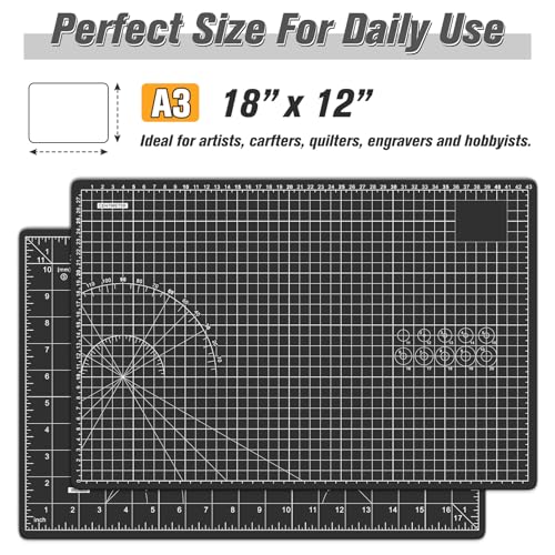 DIYSELF 12in×18in Cutting Mat, A3 Fabric Craft Mat, Paper Craft Tools - color: Black, size: 18"L x 12"W