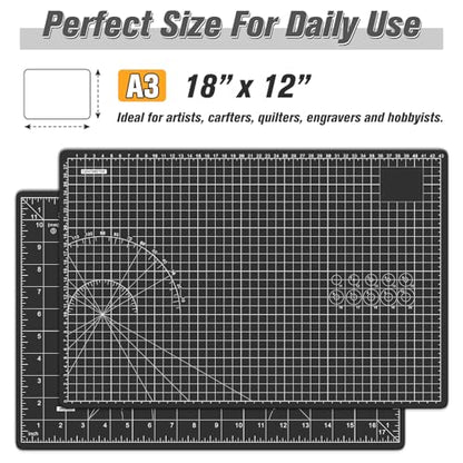 DIYSELF 12in×18in Cutting Mat, A3 Fabric Craft Mat, Paper Craft Tools - color: Black, size: 18"L x 12"W