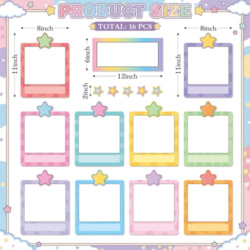 16 Pcs Magnetic Write Wipe Organization Chart, Stars - style: Stars