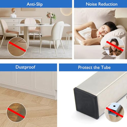 4 PCS 1-9/16"x1-9/16 Black Square Tube End Cap Plastic Plugs - color: Black, size: 1-9/16" (2-4 mm) - 4 pcs