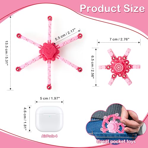 2 Pack Pink Transformable Fidget Spinners for Girls, Sensory Robot Toys for Kids 8-12, Easter Basket Stuffers & Party Favors, Stress Relief ADHD Autism Fingertip Toy (Baby & Hot Pink) - style: 2PC-pink