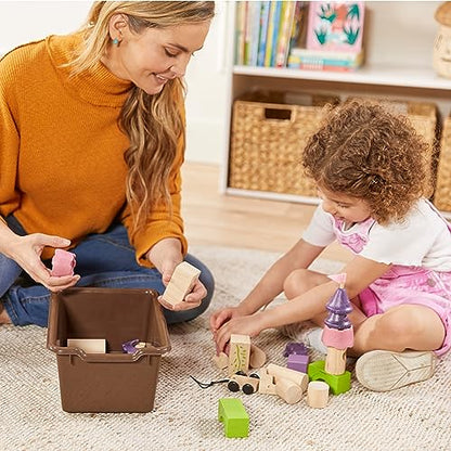 ECR4Kids 10 Cubby Mobile Tray Cabinet with Bins, 5x2, Natural - color: Earthtone