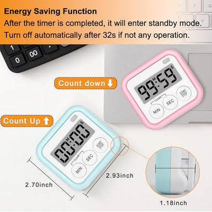 Timer, Kitchen Timers for Cooking Classroom Timer for Kids Teachers Digital Magnetic Timers 2 Pack, Blue - color: Blue
