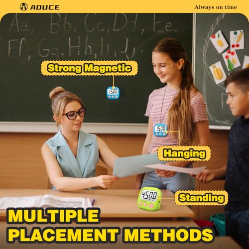 Classroom Timers for Teachers Kids Large Magnetic Digital Timer 4 Pack - color: Blue Green