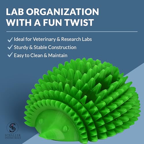 Schaller Hedgehog Veterinary Test Tube Rack, Holds 12 Vials, 13mm, Green - color: Green, size: 13mm Tubes