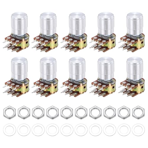 MECCANIXITY 10 Set WH148 B250K Ohm Potentiometer Kit 6-Pin 15mm Shaft