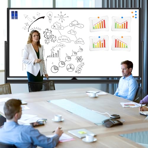 Large Rolling Whiteboard on Wheels, 72x40 Inches Dry Erase Board with Stand - color: Black, size: 72"W x 40"H