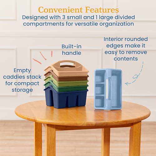 ECR4Kids 4-Compartment Small Storage Caddy Organizer, 6-Pack, Earthtone - color: Earthtone