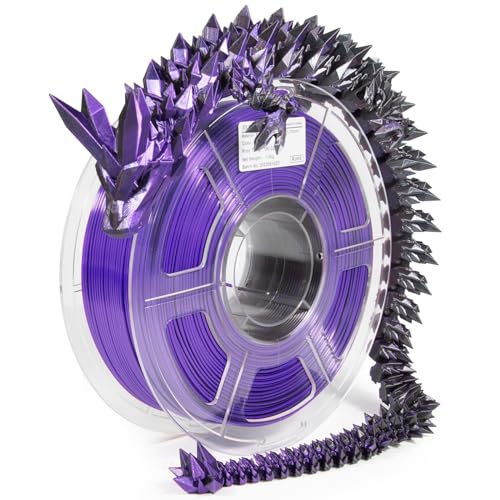 iSANMATE 3D Printer Filament, PLA Filament 1.75mm Dual Color Filament, Shiny Silk PLA Coextruded Filament, 3D Printing Filament Magic PLA, 1 kg/Spool (Black+Purple) - color: Black + Purple, size: Silk PLA