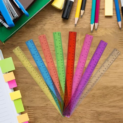 16 Pack Clear Plastic Rulers 12 inch, Ruler Bulk for Classroom and Office