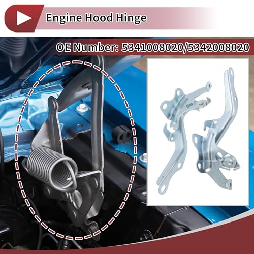 1 Pair Hood Hinges for Toyota Sienna 2011-2020 Front Bonnet Bracket No.5341008020/5342008020 Silver Tone Iron