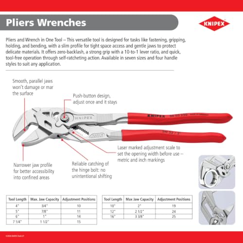 KNIPEX Tools 86 04 100 Pliers Wrench XS, 4", Silver - size: 4-Inch, style: Wrench