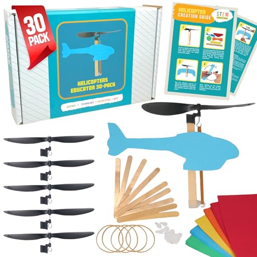 Rubber Band Helicopter Kit, 30-Pack - Bulk STEM Toy Kits, Classroom - size: 30 Pack