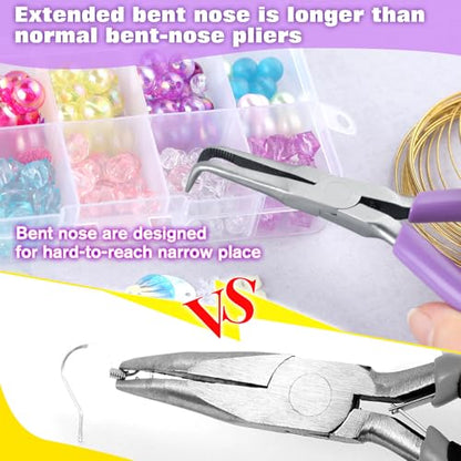 SPEEDWOX Mini Bent Long Nose Pliers, Thin Jaw for Jewelry Craft & Beading - style: Bent Needle Nose Pliers