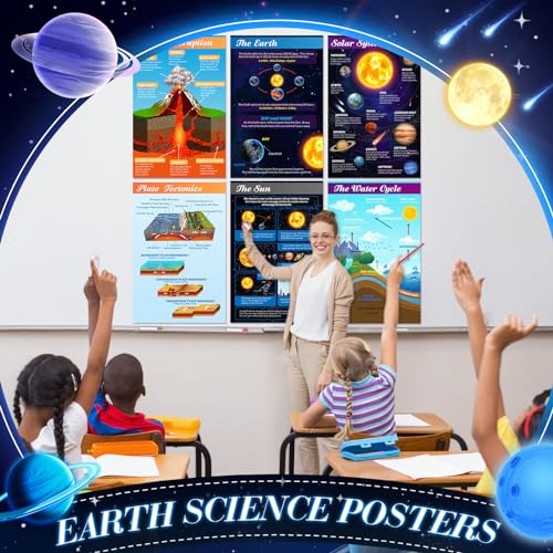 Pajean 12 Pcs Earth Science Classroom Decor Geography Learning Chart Poster