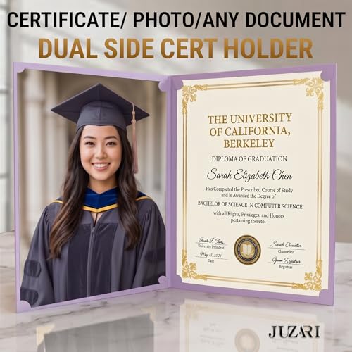 50 Pack Double Sided Certificate Holders 8.5x11 Purple - Heavyweight 300gsm Cardstock Diploma Holder - Dual Certificate Folder Letter Size Award Certificate for Graduation with Gold Foil Diploma Cover - color: Purple-Gold, size: 50 Pack