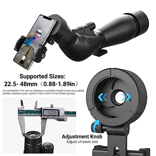 Adjustable Scope Mount, Universal Telescope Adapter, Binocular & Monocular Phone Attachment, Fits 4.2-7" Cell Phones
