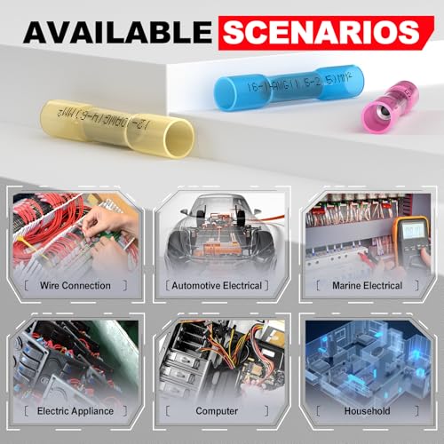 Heat Shrink Wire Butt Connector Kit Marine Waterproof Crimp Splice Terminal - size: 580 PCS