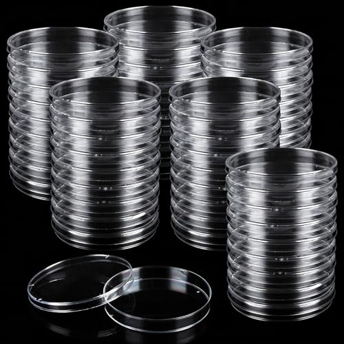 160 Pack Petri Dishes with Lids, 90mm Dia x 15mm Deep Plastic Sterile Container, Clear Plastic Petri Dishes for Science Experiment Lab Analysis Equipment School Projects Supplies