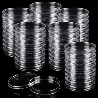160 Pack Petri Dishes with Lids, 90mm Dia x 15mm Deep Plastic Sterile Container, Clear Plastic Petri Dishes for Science Experiment Lab Analysis Equipment School Projects Supplies