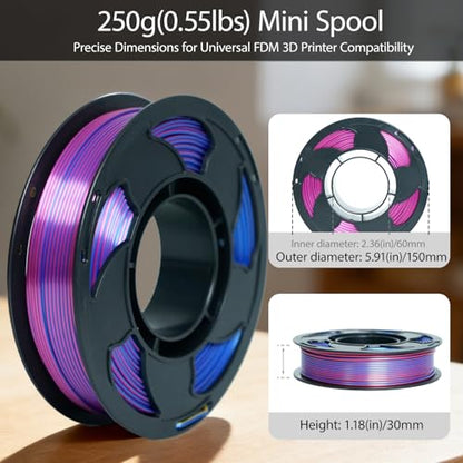 Silk Tri Color Gold Blue Fuchsia PLA 1.75mm 250g Shiny 3D Printer Filament - color: F_250g-pla-01 Tri Silk Gold+blue+fuchsia